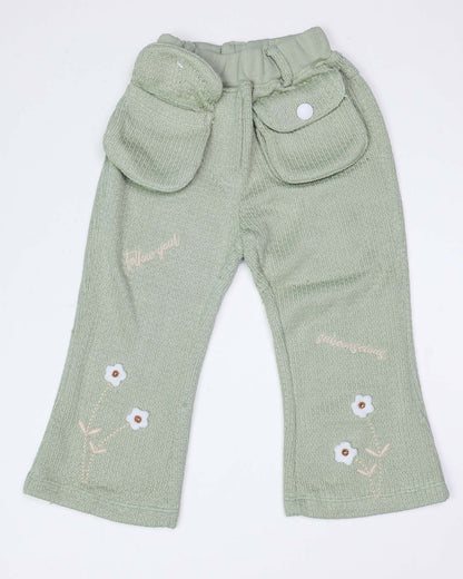 Full Sleeve Knitted Top with Textured Bell Bottom Pants