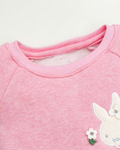 Bunny Printed Fleeced Casual Dress With Joggers