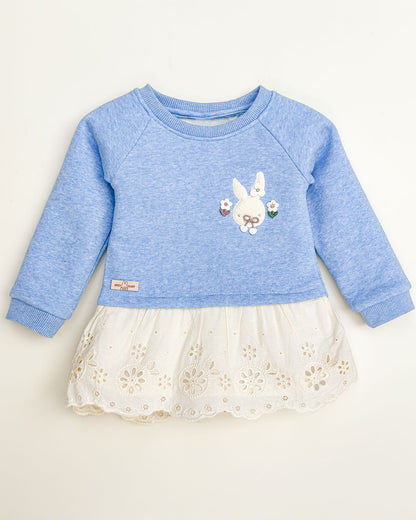 Bunny Printed Fleeced Casual Dress With Joggers