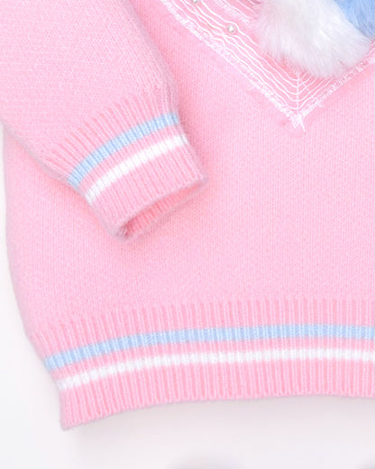 Heart Appliqué Full-Sleeve Pullover Sweater