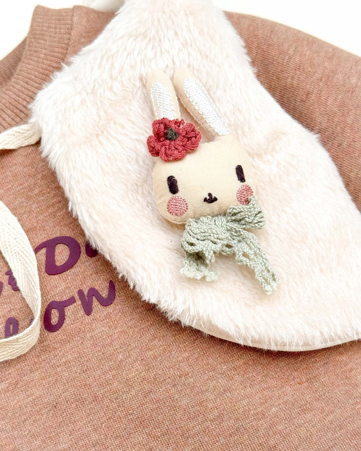 Fur Coat Fleeced Casual Dress With Jogger & Broach Details