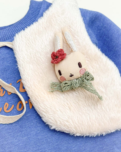 Fur Coat Fleeced Casual Dress With Jogger & Broach Details