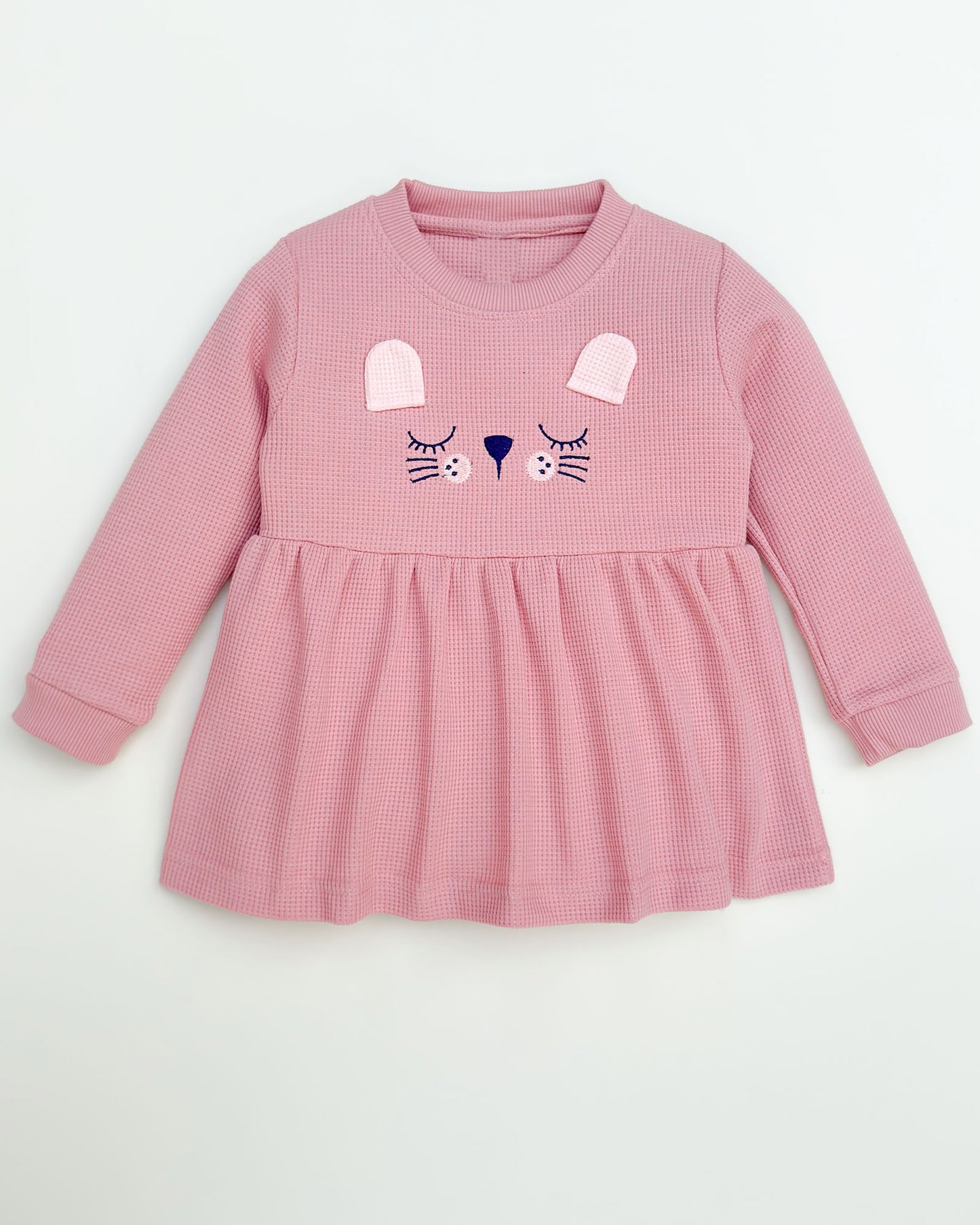 Waffle Textured Cat Face Full Sleeve Co-Ord Set