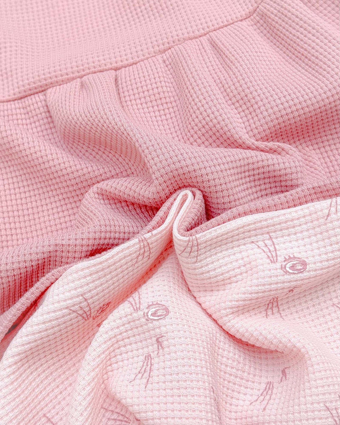 Waffle Textured Cat Face Full Sleeve Co-Ord Set