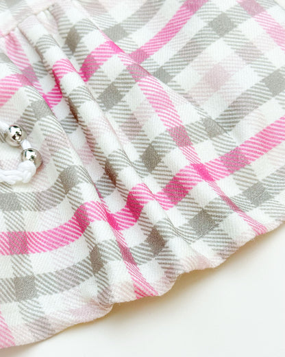 Belive Printed Check Casual Dress With Fleece Jogger & Drawstring Belt