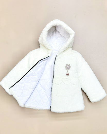 Fur Full Sleeve Jacket With Broach Detail