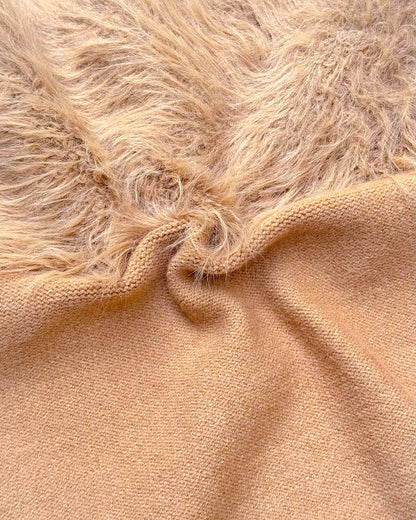 Knitted Textured Sweater Co-Ord Set With Fur Details