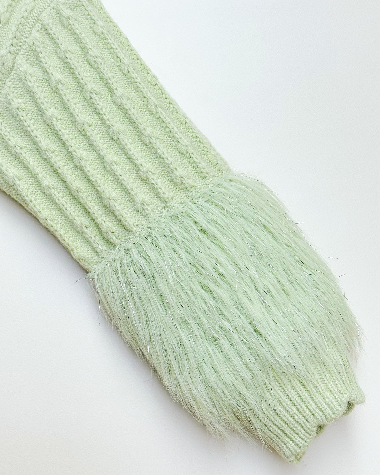 Knitted Textured Sweater Co-Ord Set With Fur Details