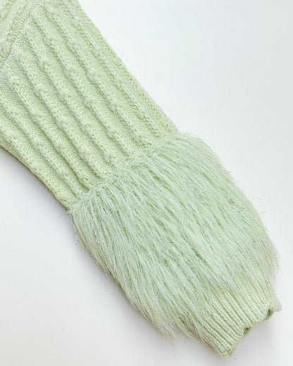 Knitted Textured Sweater Co-Ord Set With Fur Details