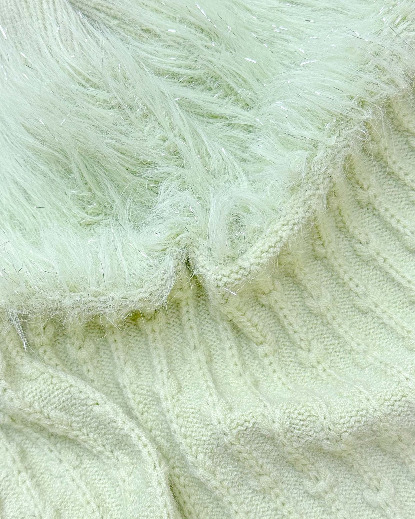 Knitted Textured Sweater Co-Ord Set With Fur Details