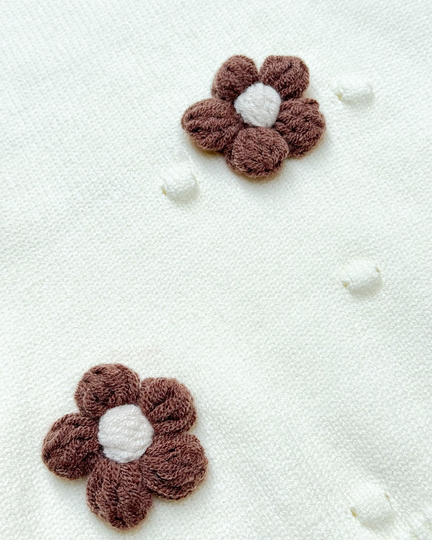 Flower Appliqued Textured Sweater