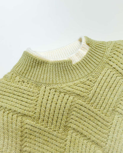 Basket Weave Textured Knitted Sweater