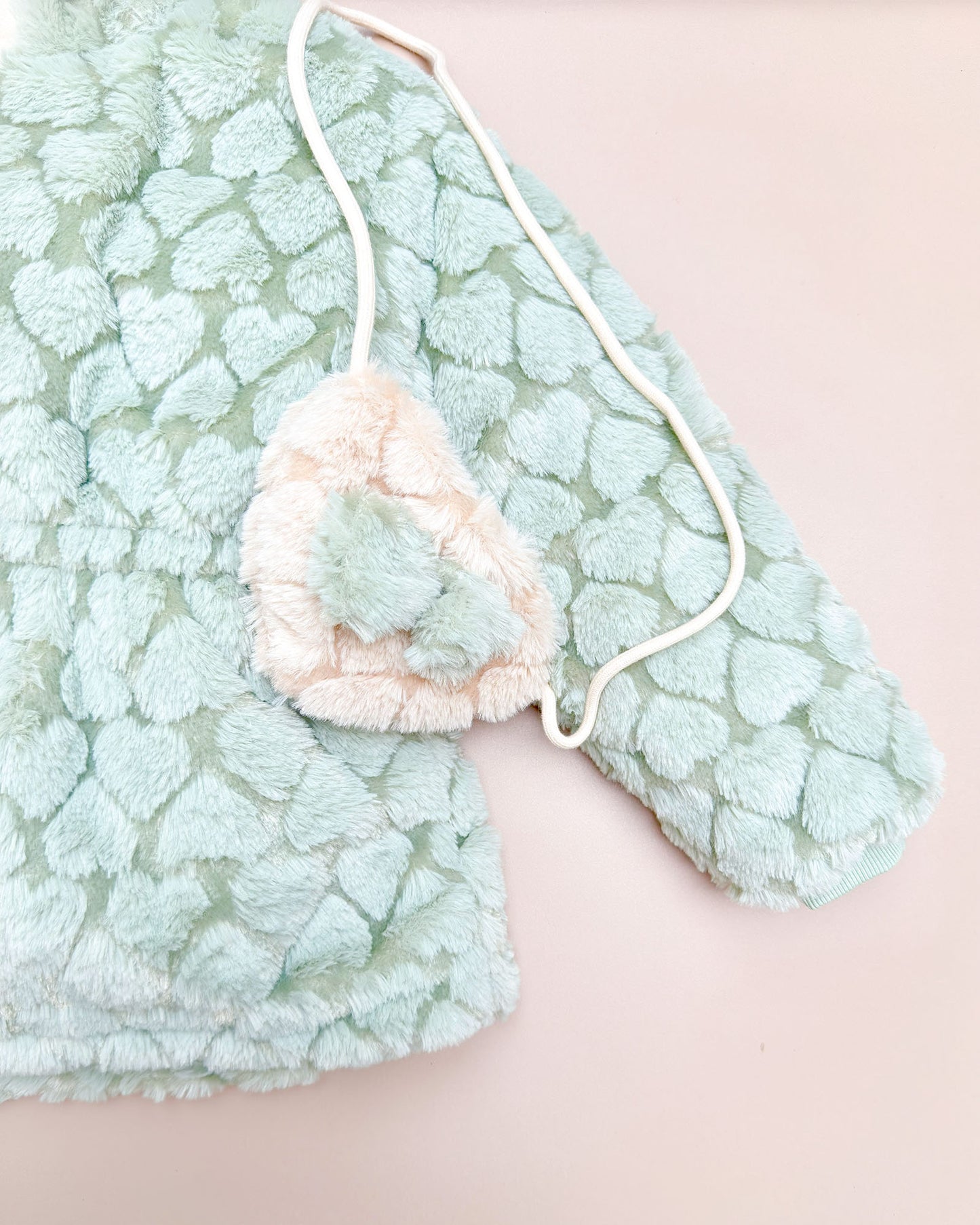 Textured Fur Full Sleeve Jacket With Sling Bag