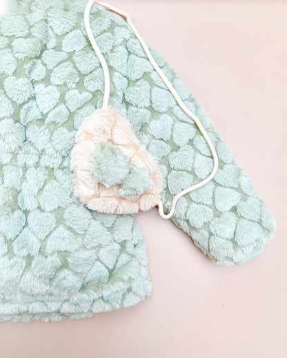 Textured Fur Full Sleeve Jacket With Sling Bag