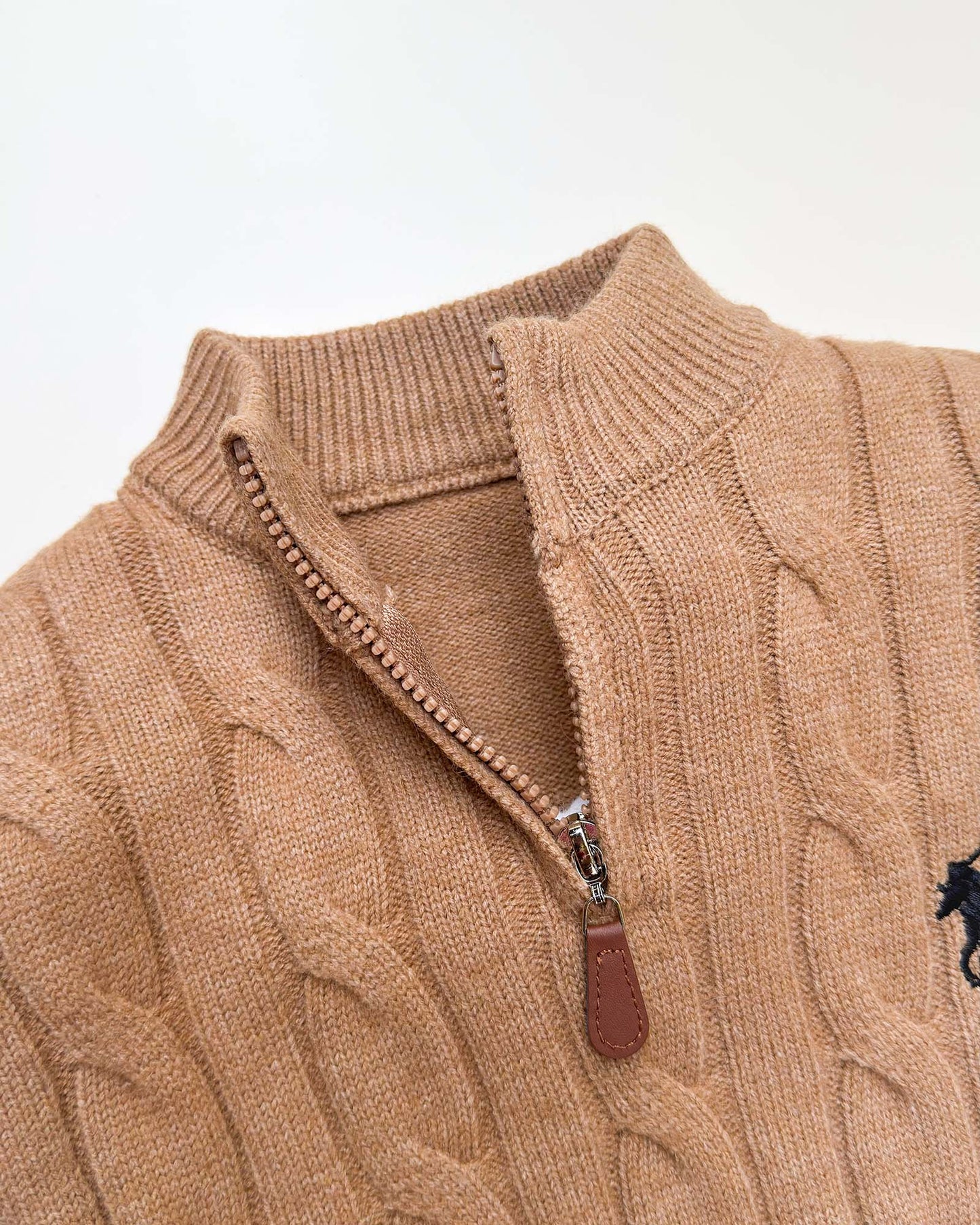 Classic Cable Knit Textured Zipper Sweater