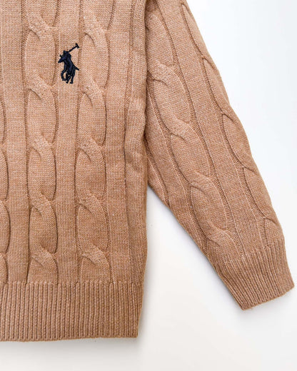 Classic Cable Knit Textured Zipper Sweater