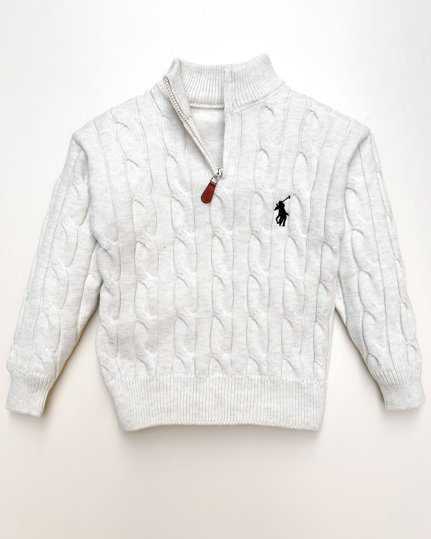 Classic Cable Knit Textured Zipper Sweater