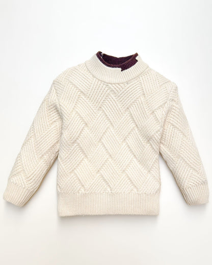 Basket Weave Textured Knitted Sweater