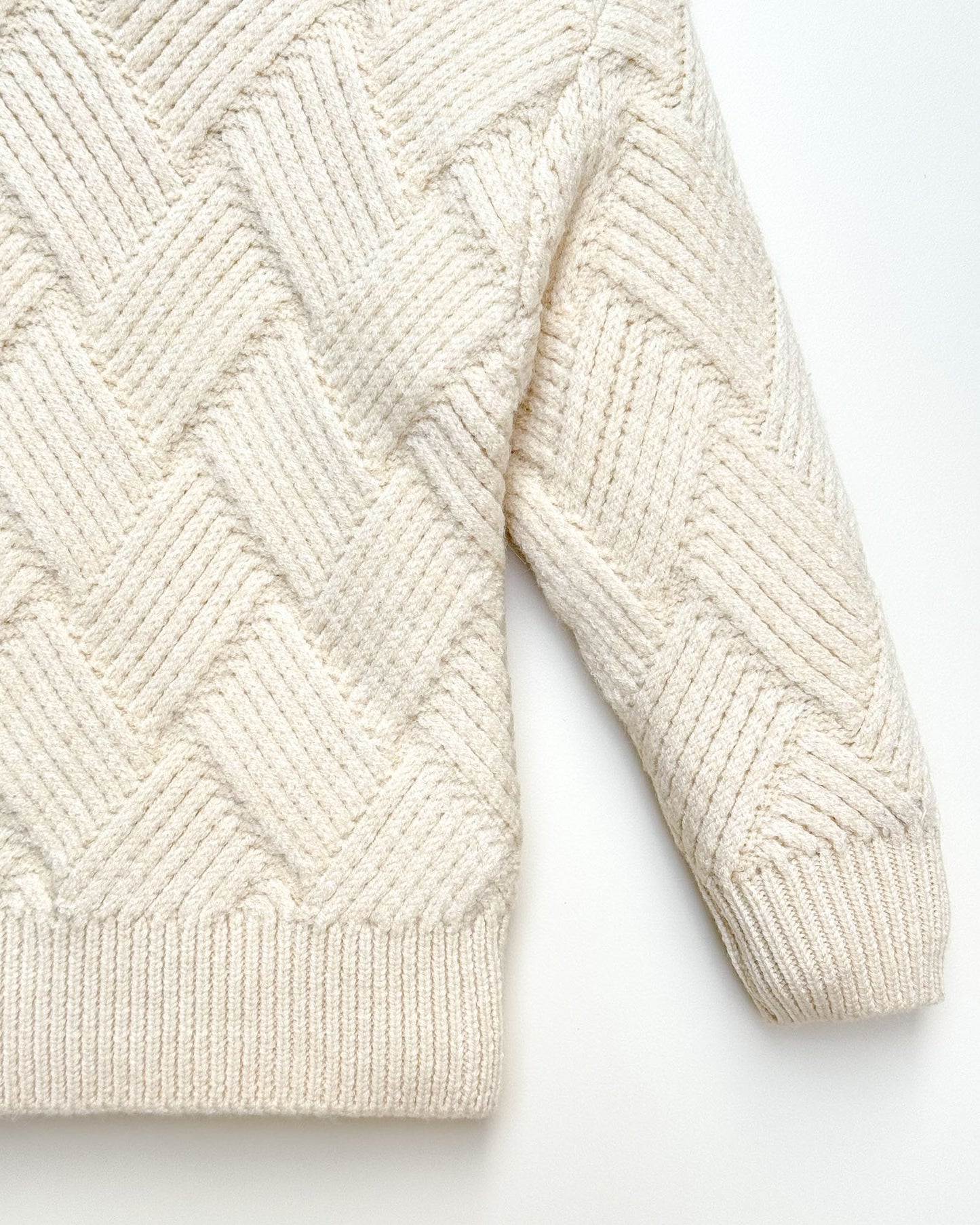Basket Weave Textured Knitted Sweater