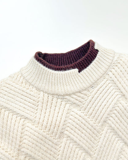 Basket Weave Textured Knitted Sweater