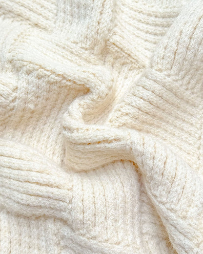 Basket Weave Textured Knitted Sweater