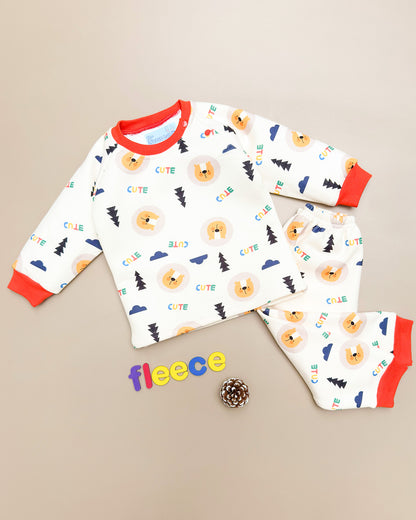 Cute Forest Printed Fleeced Co-ord Set