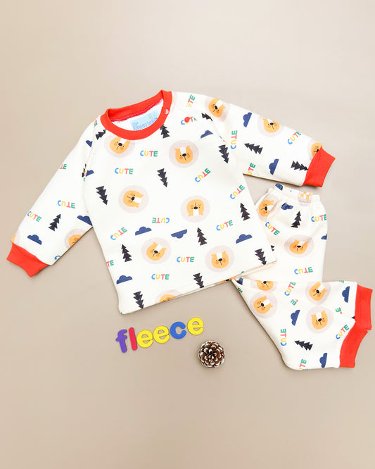 Cute Forest Printed Fleeced Co-ord Set
