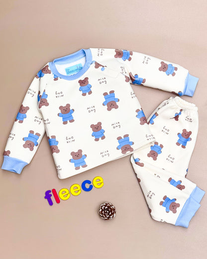 Nice Day Bear Printed Fleeced Co-ord Set
