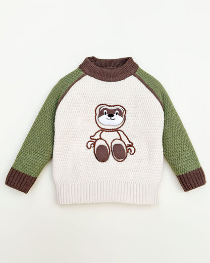 Applique Toy Knitted Textured Sweater