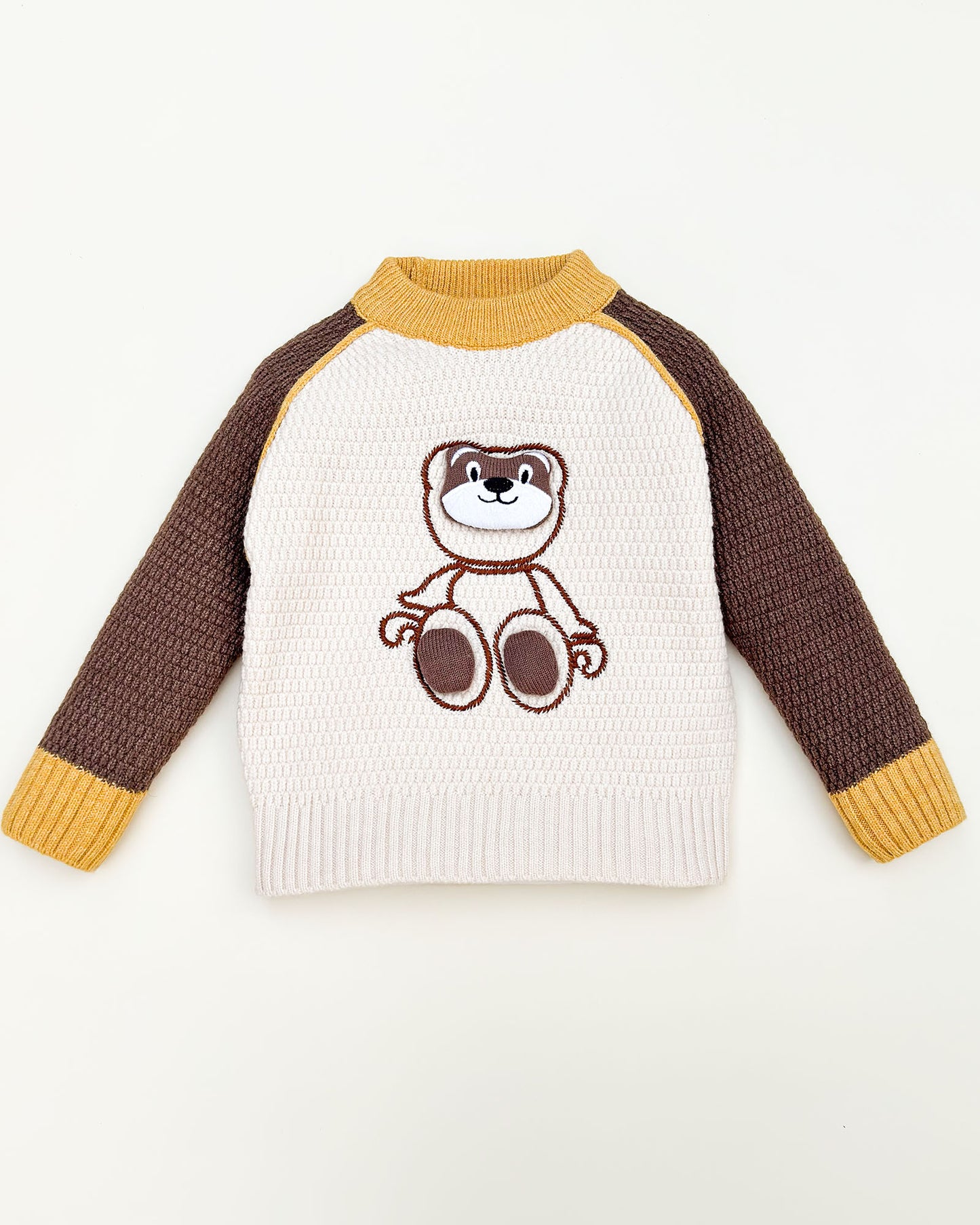 Applique Toy Knitted Textured Sweater