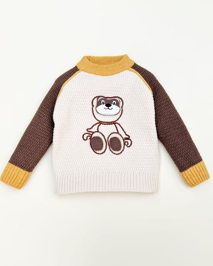 Applique Toy Knitted Textured Sweater