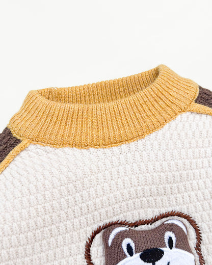 Applique Toy Knitted Textured Sweater