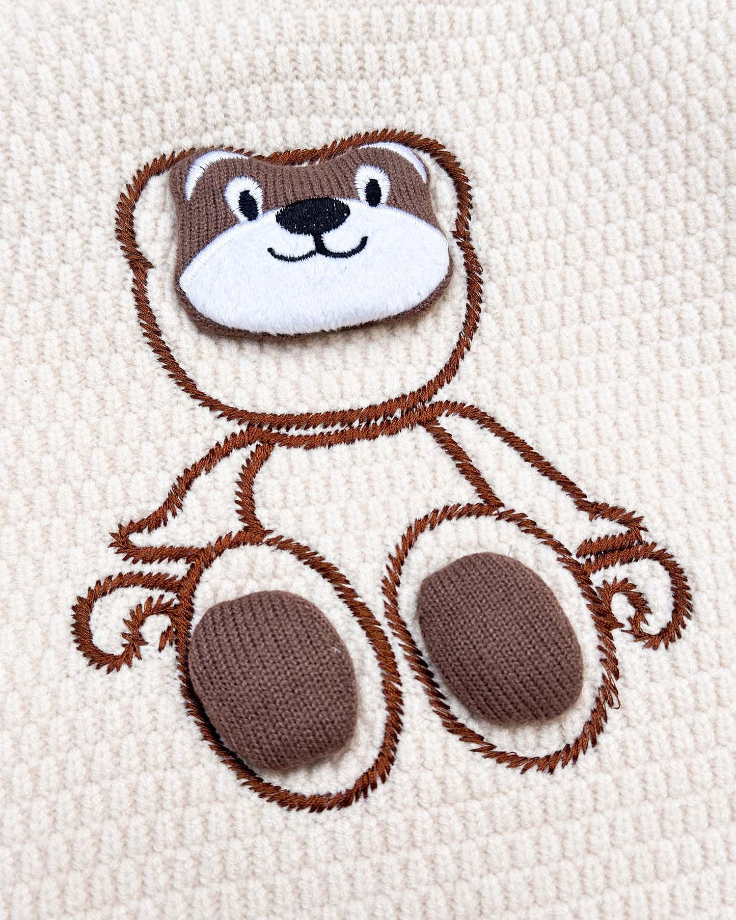 Applique Toy Knitted Textured Sweater