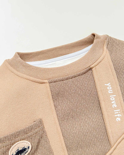 Stylish Love Life Printed Textured Fleeced Sweatshirt