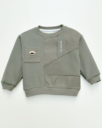 Stylish Love Life Printed Textured Fleeced Sweatshirt