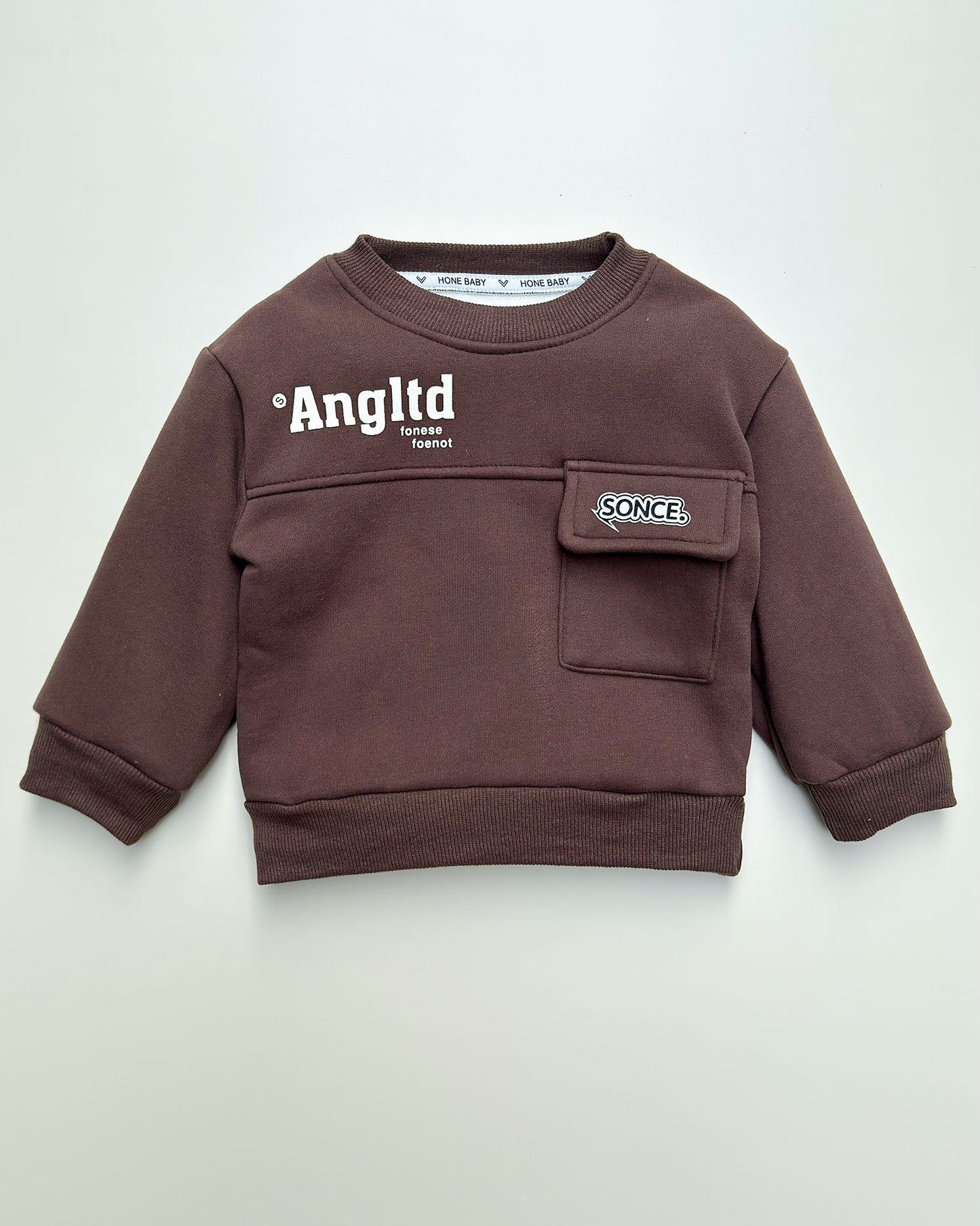 Fleeced Sweatshirt With Pocket Detail