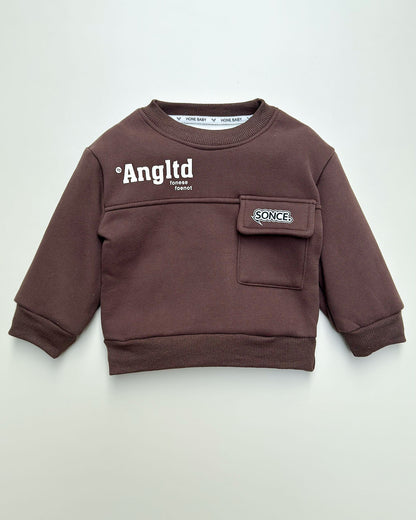 Fleeced Sweatshirt With Pocket Detail