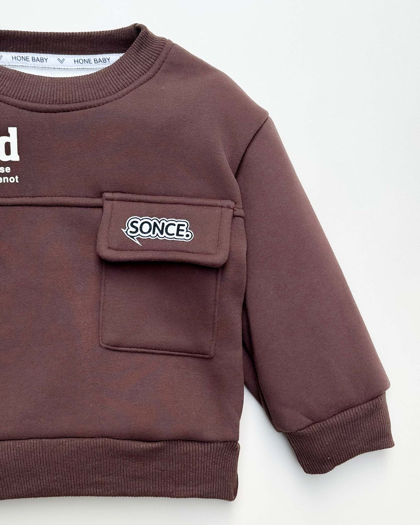 Fleeced Sweatshirt With Pocket Detail