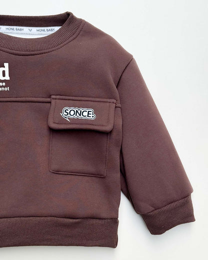 Fleeced Sweatshirt With Pocket Detail