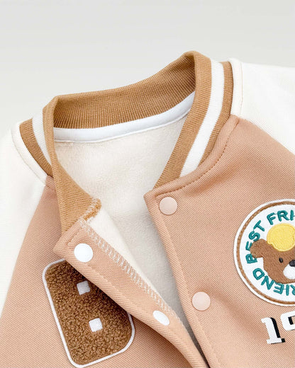 B Appliquéd Embroidered Baseball Jacket