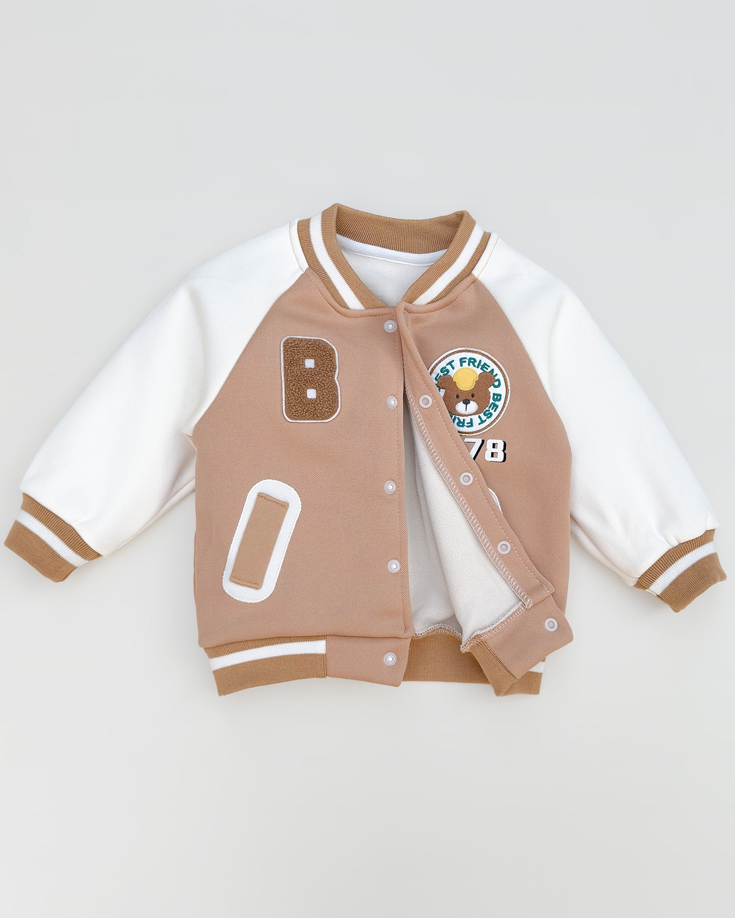 B Appliquéd Embroidered Baseball Jacket