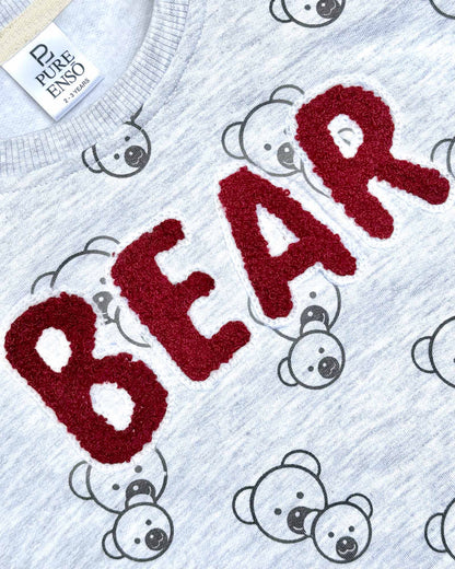 Fleeced Bear Bouclé Embroidery & Baby Print Co-ord