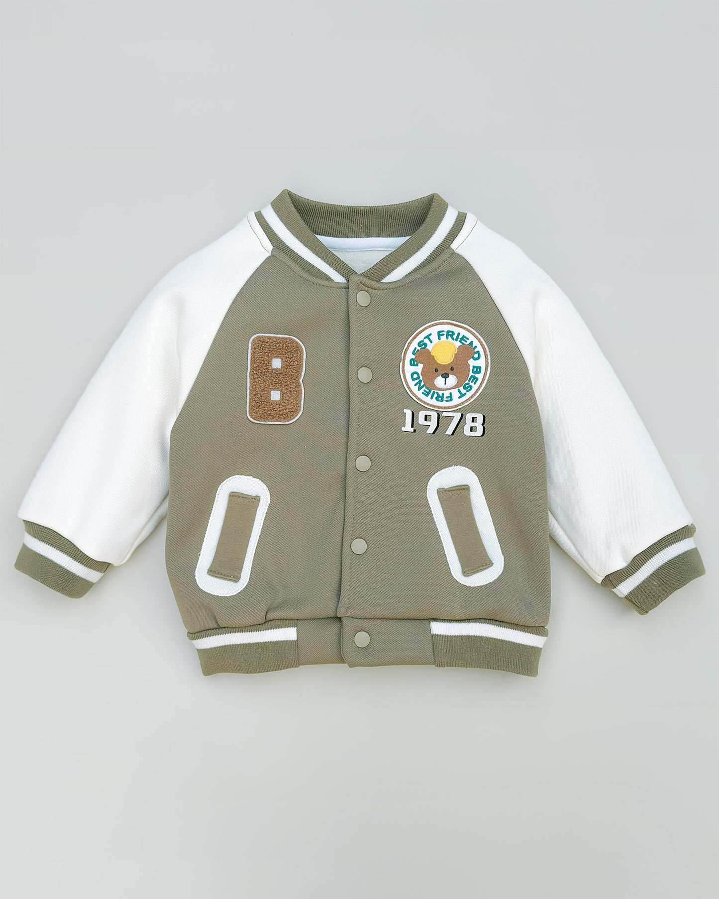B Appliquéd Embroidered Baseball Jacket