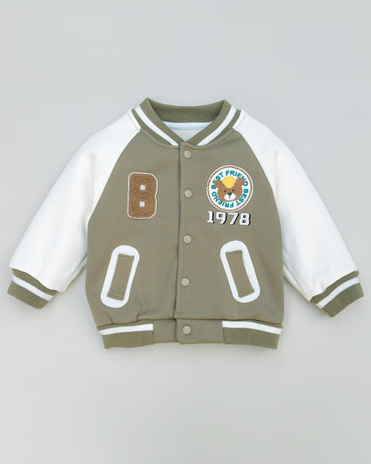 B Appliquéd Embroidered Baseball Jacket