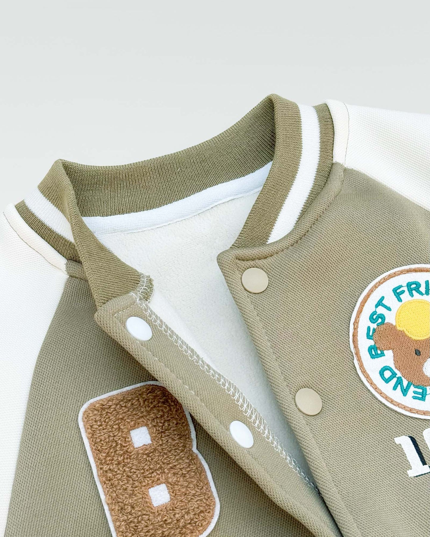 B Appliquéd Embroidered Baseball Jacket