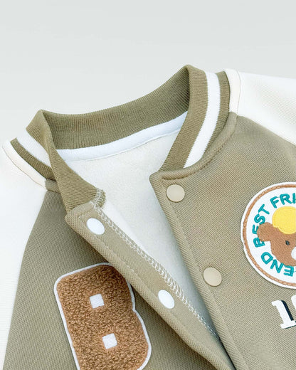 B Appliquéd Embroidered Baseball Jacket