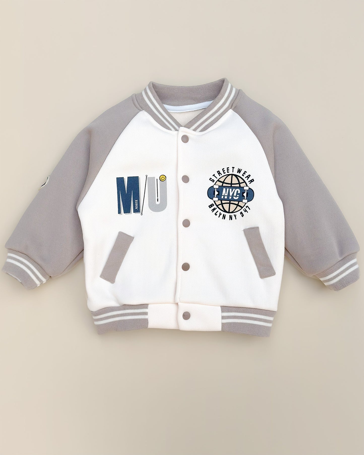 NYC Lullaby Printed Baseball Jacket