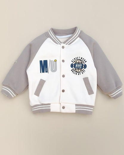 NYC Lullaby Printed Baseball Jacket