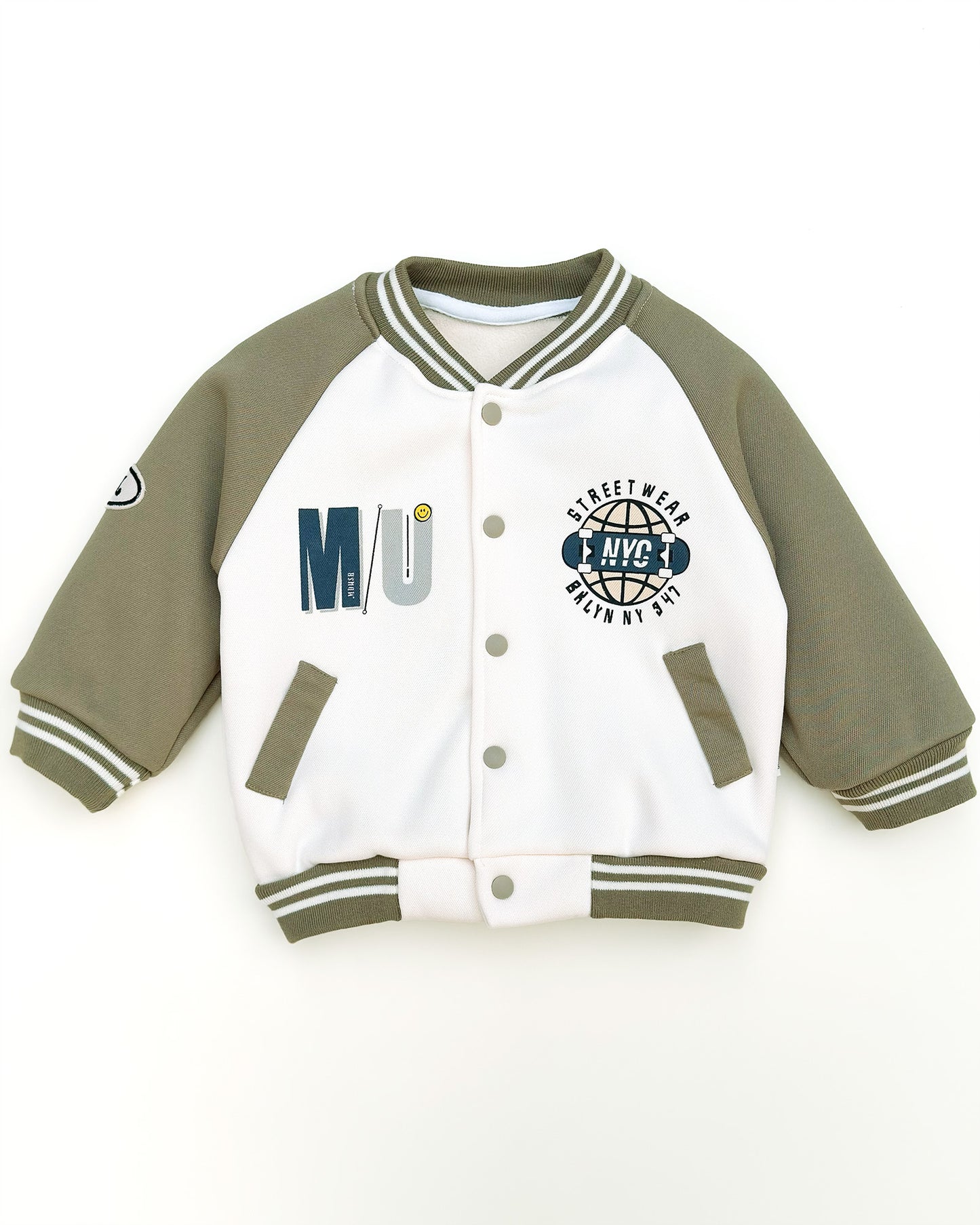 NYC Lullaby Printed Baseball Jacket