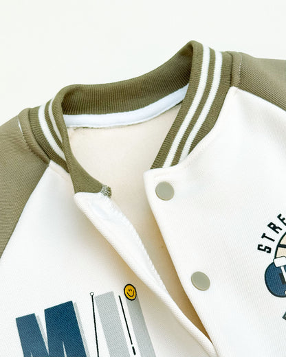 NYC Lullaby Printed Baseball Jacket